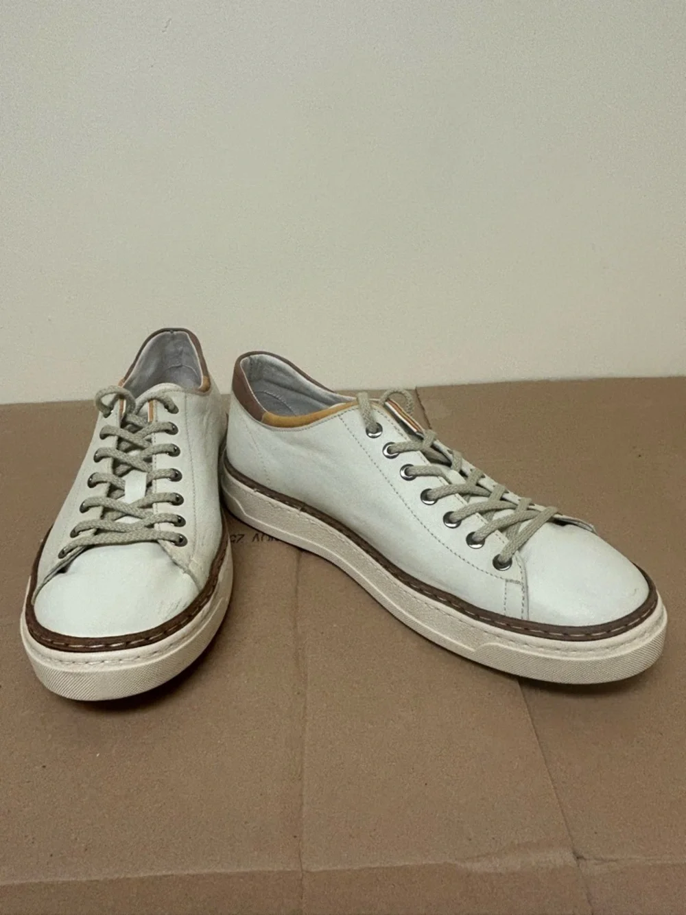 Men's Cream Exton Low-Top Casual Sneakers - Picture 3 of 6